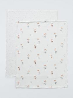 John Lewis Sweet Dreams Muslin Blankets, 75 x 100cm, Pack of 2, Multi