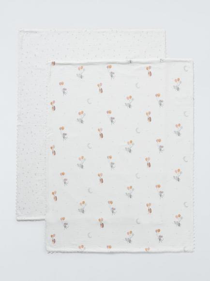 John Lewis Sweet Dreams Muslin Blankets, 75 x 100cm, Pack of 2, Multi