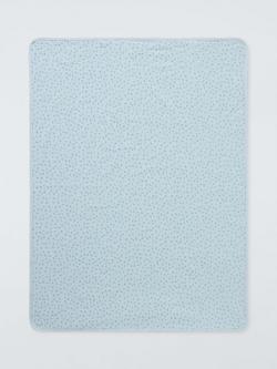 John Lewis Spots Jersey Muslin Baby Blanket, 75cm x 100cm - view 2, Blue