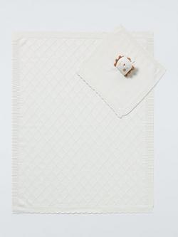 John Lewis Lion Knitted Baby Blanket and Comforter Gift Set, Multi
