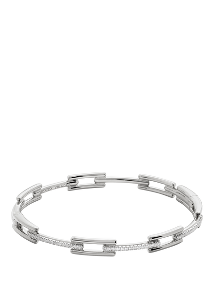 Monica Vinader Lab Grown Diamond Signature Link Skinny Bangle, Silver, Silver