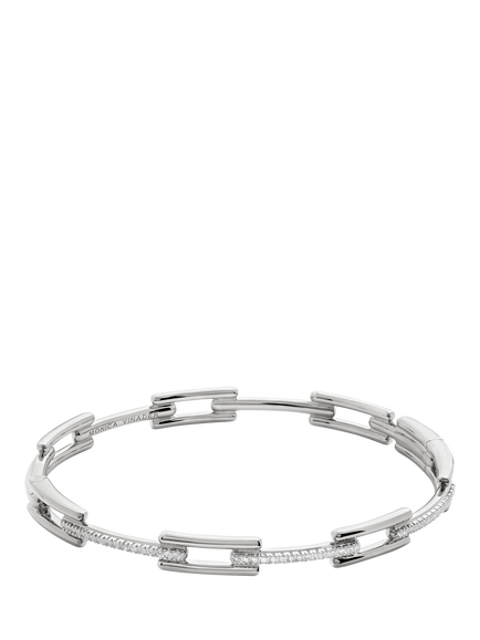 Monica Vinader Lab Grown Diamond Signature Link Skinny Bangle, Silver, Silver