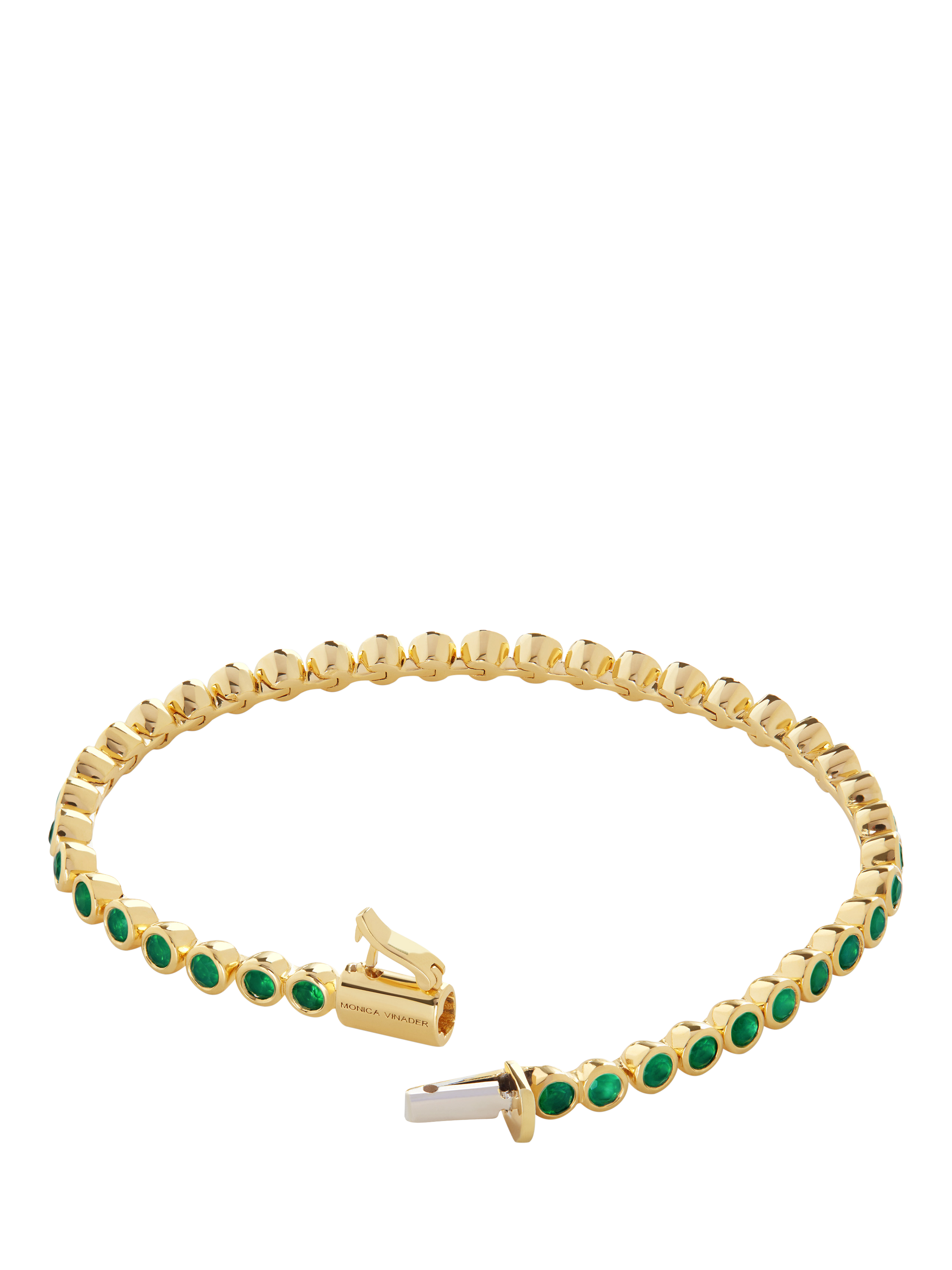 Product image 2 of 4, which shows Monica Vinader Essential Onyx Tennis Bracelet, Gold, Large