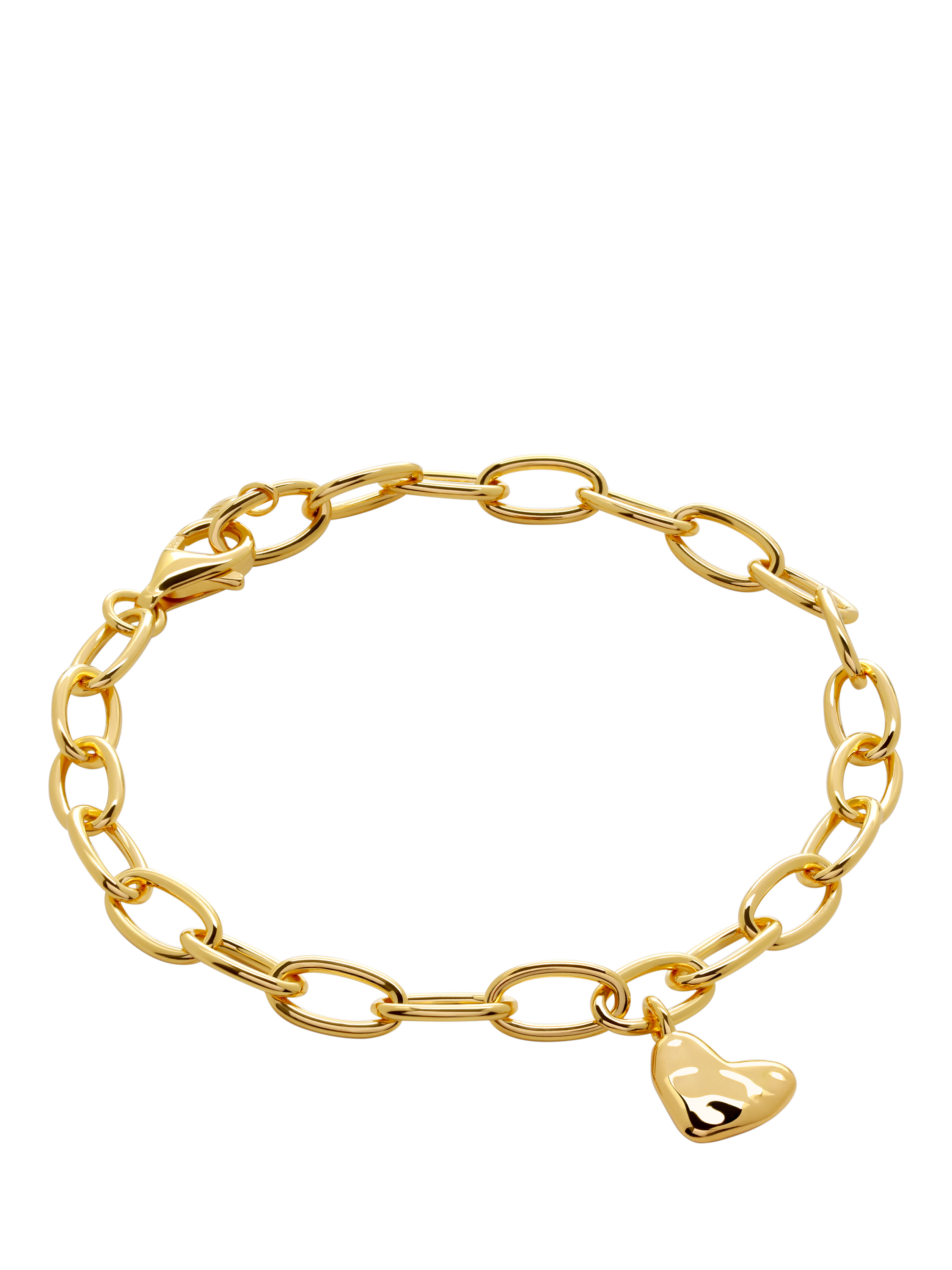 Product image 1 of 4, which shows Monica Vinader Heart Charm Chain Bracelet, Gold
