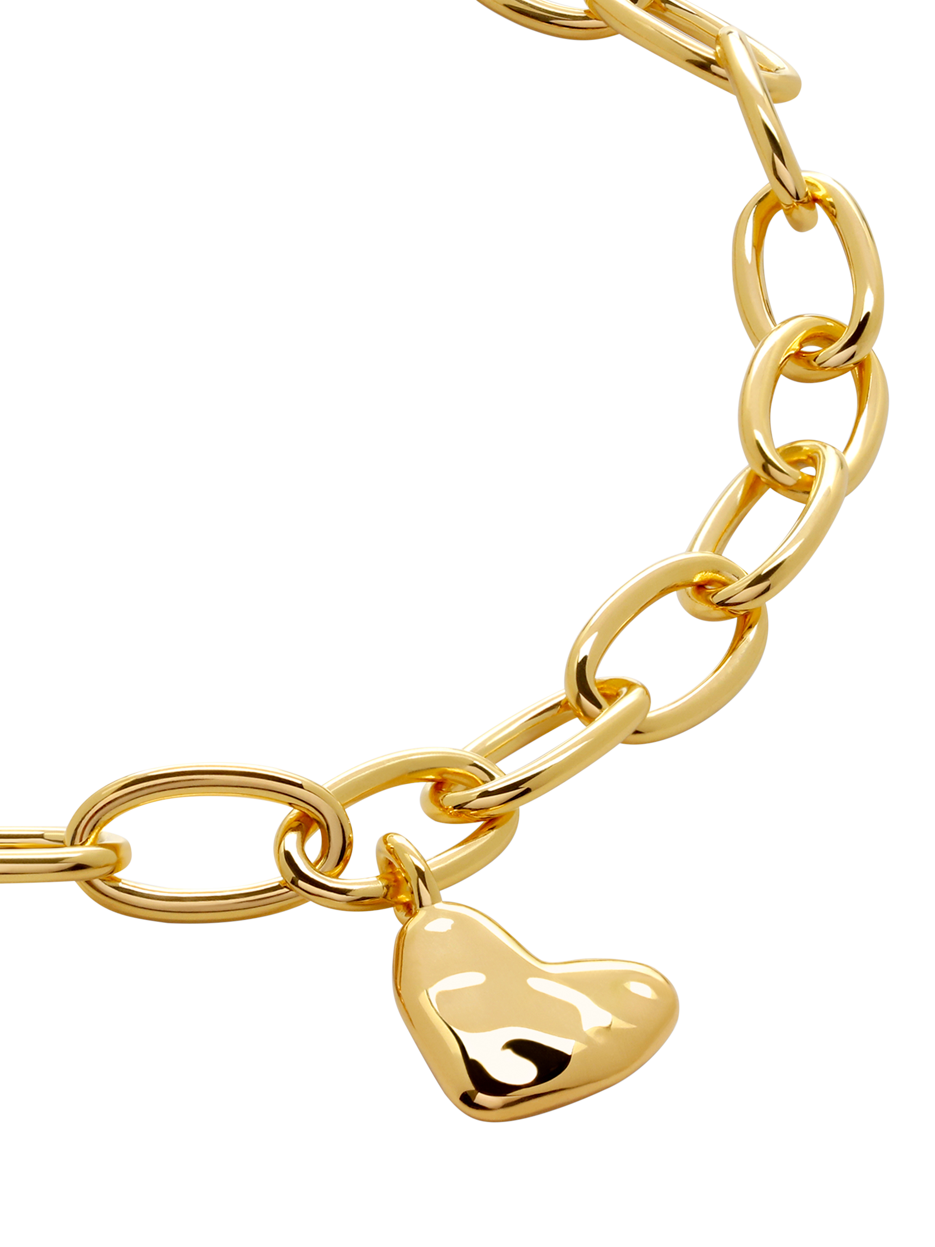 Product image 2 of 4, which shows Monica Vinader Heart Charm Chain Bracelet, Gold