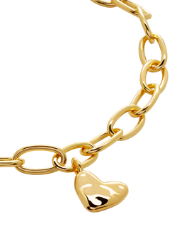 Monica Vinader Heart Charm Chain Bracelet, Gold - view 2, Gold