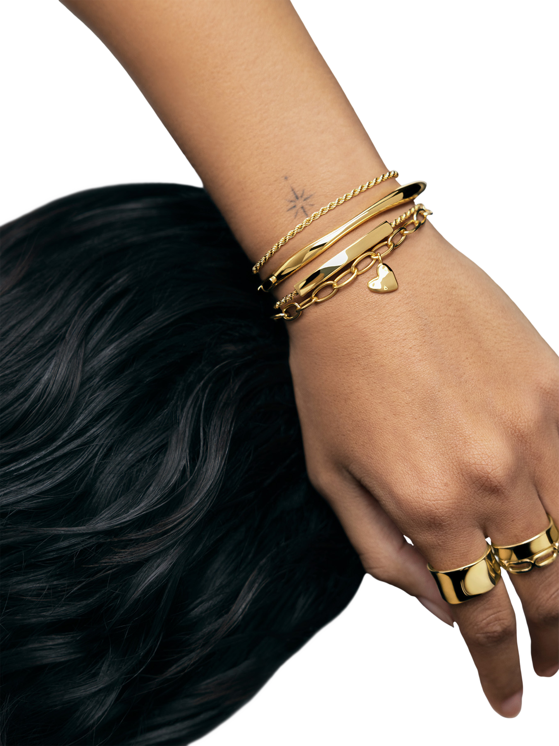 Product image 3 of 4, which shows Monica Vinader Heart Charm Chain Bracelet, Gold