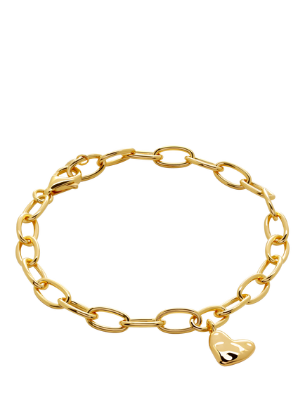 Monica Vinader Gold Heart Charm Bracelet, S-M, Gold