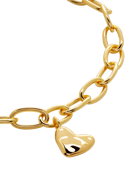 Monica Vinader Gold Heart Charm Bracelet, S-M - view 2, Gold