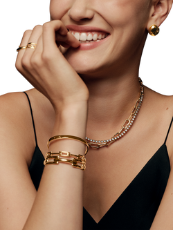 Monica Vinader Signature Link Skinny Bangle, Gold - view 2, Gold