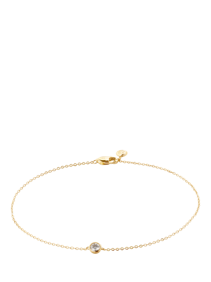 Monica Vinader 14ct Solid Gold Solitaire Lab Grown Diamond Chain Bracelet, Gold, Gold