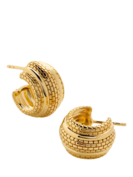 Monica Vinader Heirloom Small Ridged Demi Hoop Earrings, Gold