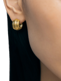 Monica Vinader Heirloom Small Ridged Demi Hoop Earrings - view 2, Gold
