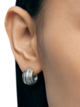 Monica Vinader Heirloom Small Ridged Demi Hoop Earrings, Silver