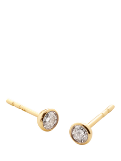 Monica Vinader 14ct Solid Gold Solitaire Lab Grown Diamond Stud Earrings, Gold, Gold