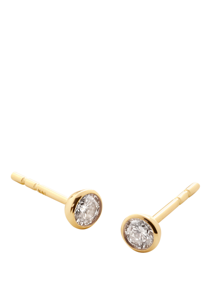 Monica Vinader 14ct Solid Gold Solitaire Lab Grown Diamond Stud Earrings, Gold, Gold