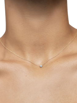 Monica Vinader 14ct Solid Gold Solitaire Lab Grown Diamond Pendant Necklace, Gold - view 2, Gold