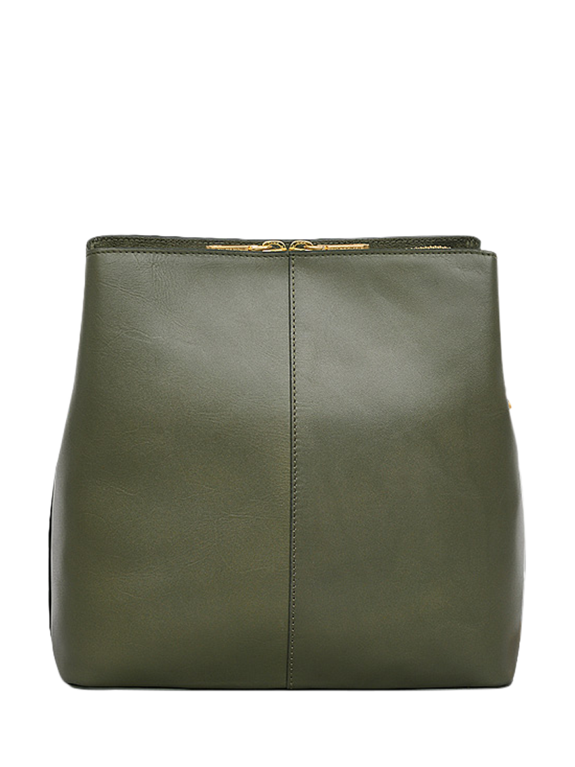 Product image 2 of 4, which shows Radley Dukes Place Vegetable Tanned Leather Chunky Crossbody Bag, Dark Olive