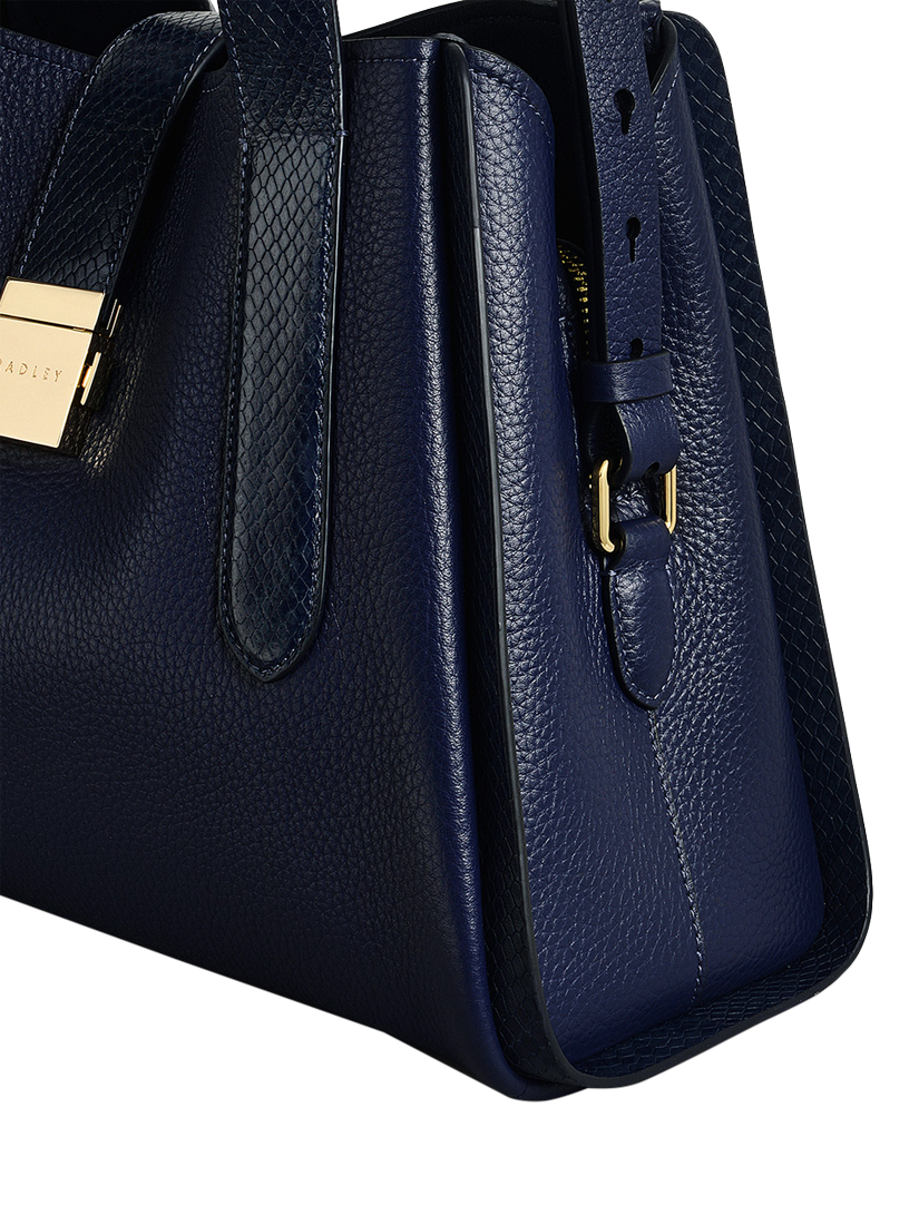 Product image 4 of 6, which shows Radley Sloane Street Leather Faux Snake Trim Medium Zip-Top Grab Bag, Evenfall