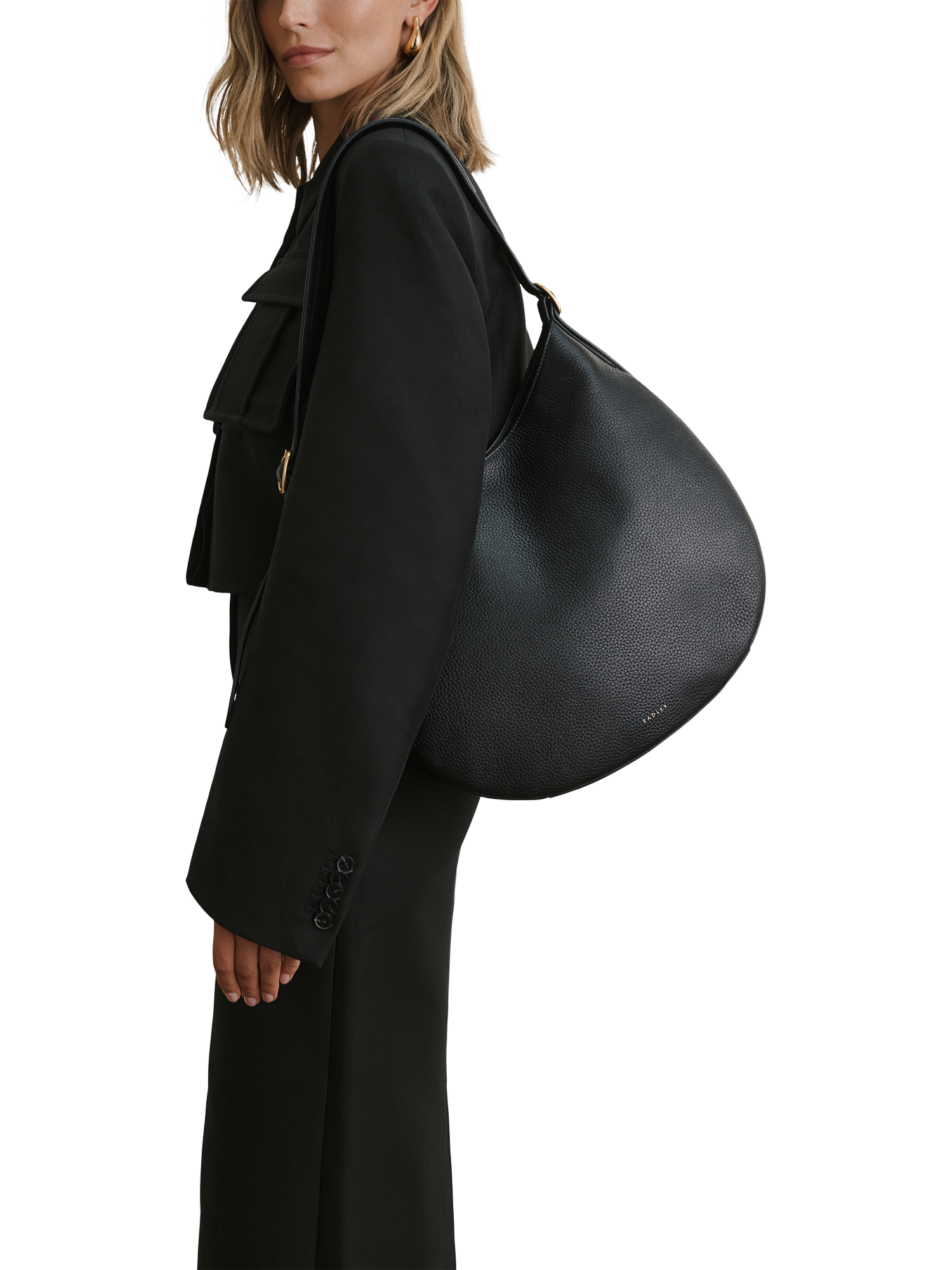 Product image 6 of 8, which shows Radley Kensington Place Leather Large Open Top Shoulder Bag, Black
