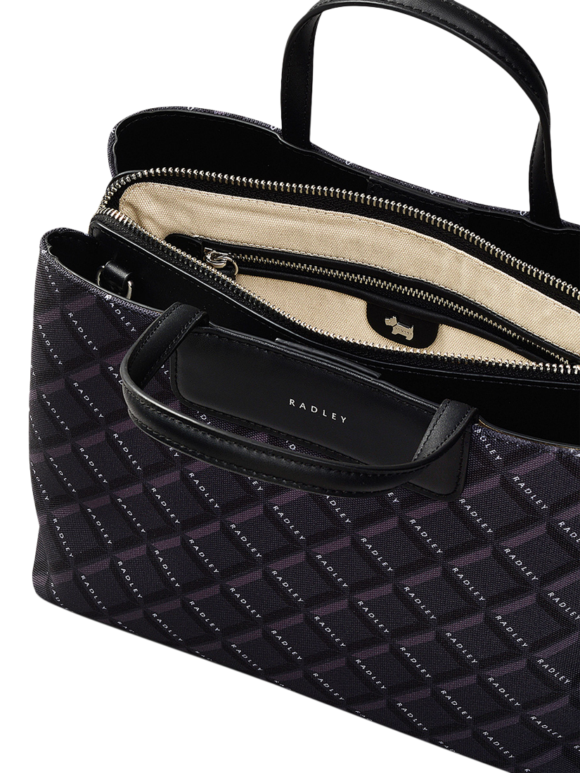 Product image 3 of 6, which shows Radley Southwell Gardens Tonal Geometric Grab Bag, Black
