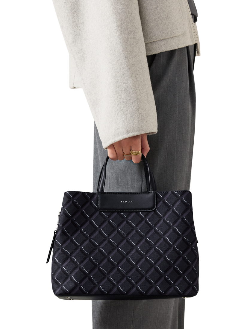 Product image 6 of 6, which shows Radley Southwell Gardens Tonal Geometric Grab Bag, Black