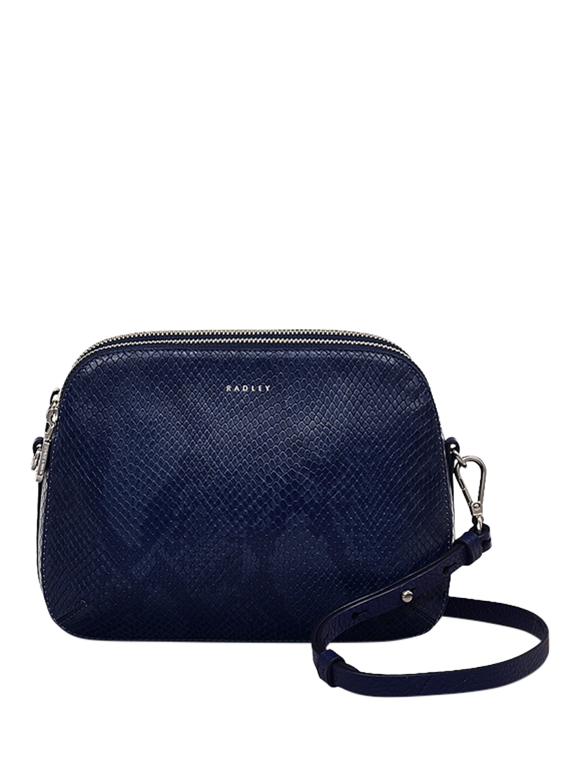 Product image 1 of 5, which shows Radley Dukes Place Snake Effect Leather Medium Zip-Top Crossbody Bag, Evenfall