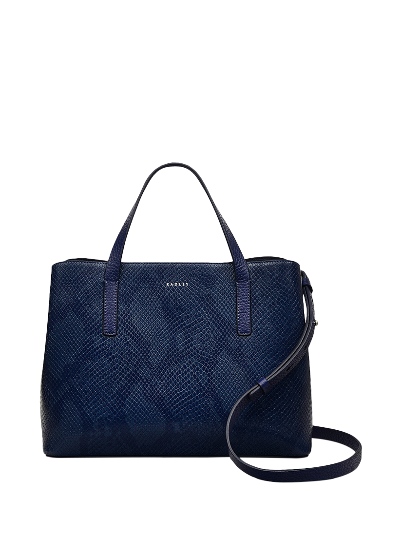 Product image 1 of 4, which shows Radley Dukes Place Faux Snake Leather Medium Zip-Top Grab Bag, Evenfall