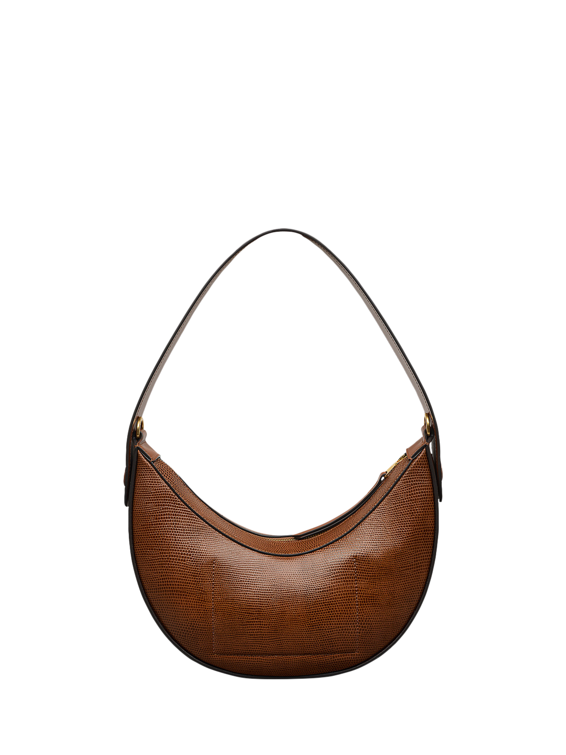 Product image 1 of 6, which shows Radley The Kensal Lizard Effect Leather Small Zip-Top Shoulder Bag, Saddle