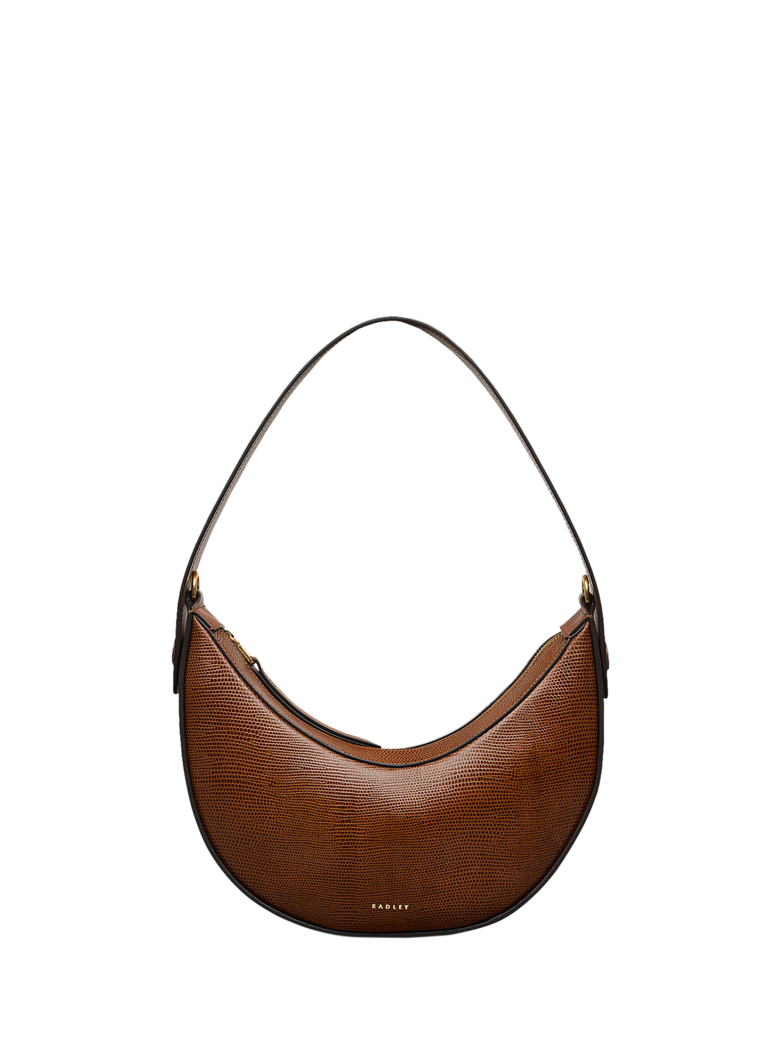 Product image 4 of 6, which shows Radley The Kensal Lizard Effect Leather Small Zip-Top Shoulder Bag, Saddle