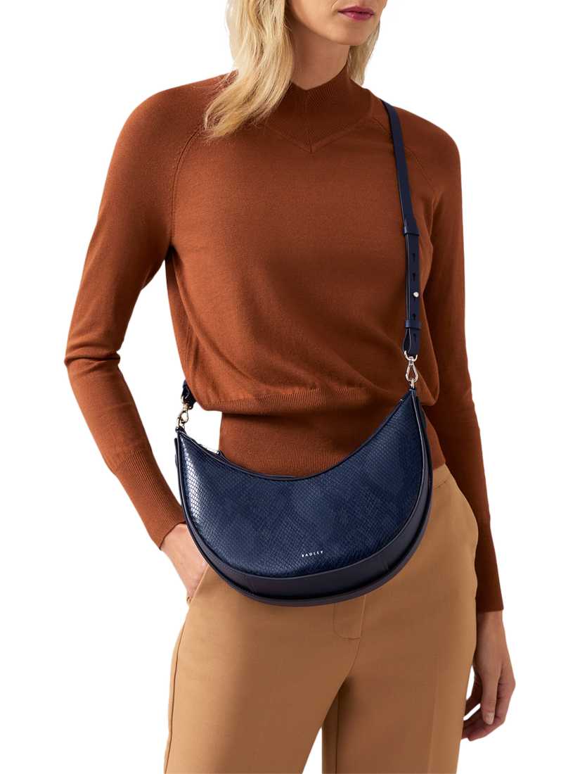 Product image 6 of 9, which shows Radley The Kensal Snake Effect Leather Small Zip-Top Shoulder Bag, Evenfall