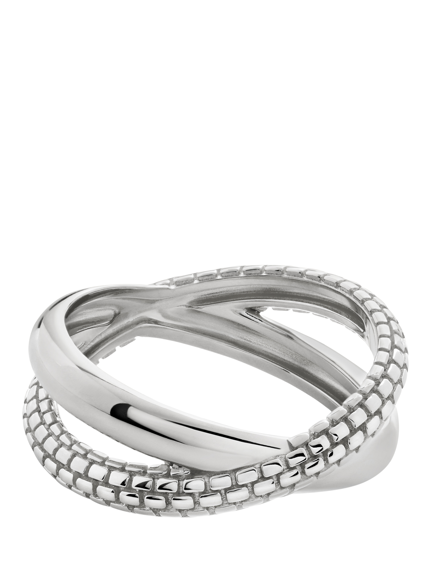 Product image 1 of 1, which shows Monica Vinader Heirloom Crossover Ring, Silver, M