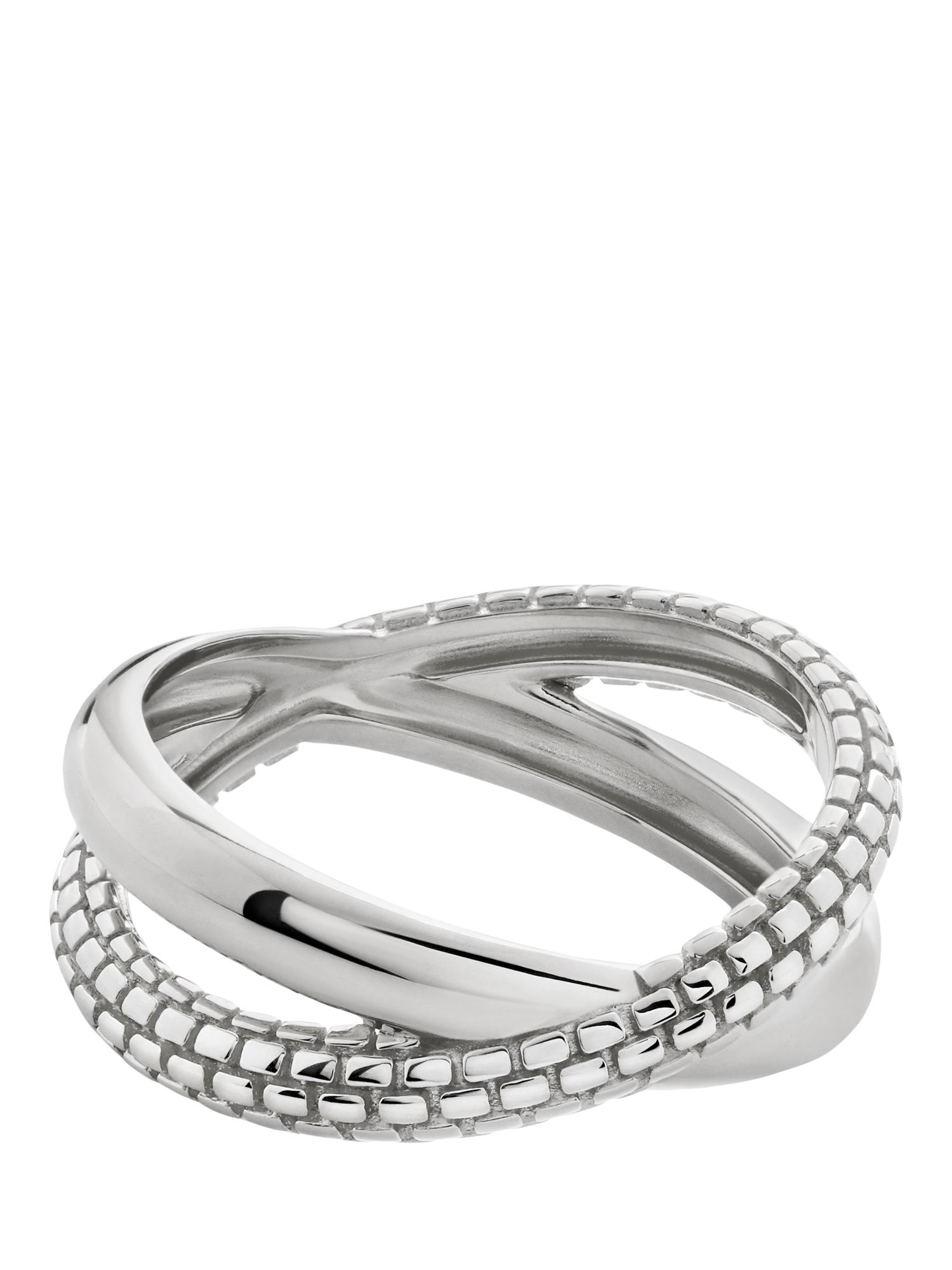 Product image 1 of 1, which shows Monica Vinader Heirloom Crossover Ring, Silver, N