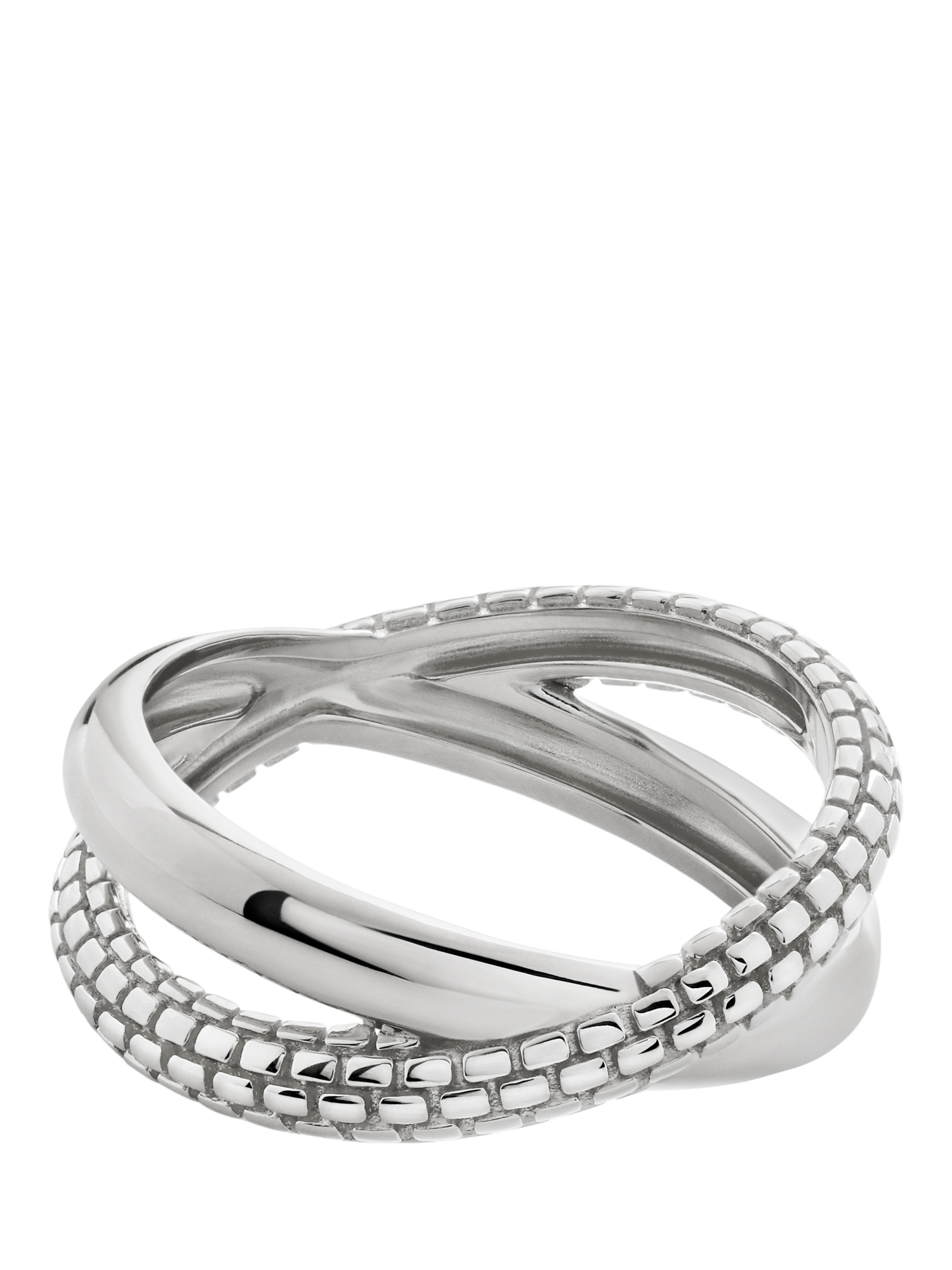 Product image 1 of 1, which shows Monica Vinader Heirloom Crossover Ring, Silver, Q