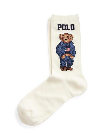 Ralph Lauren Polo Bear Crew Socks, Ivory