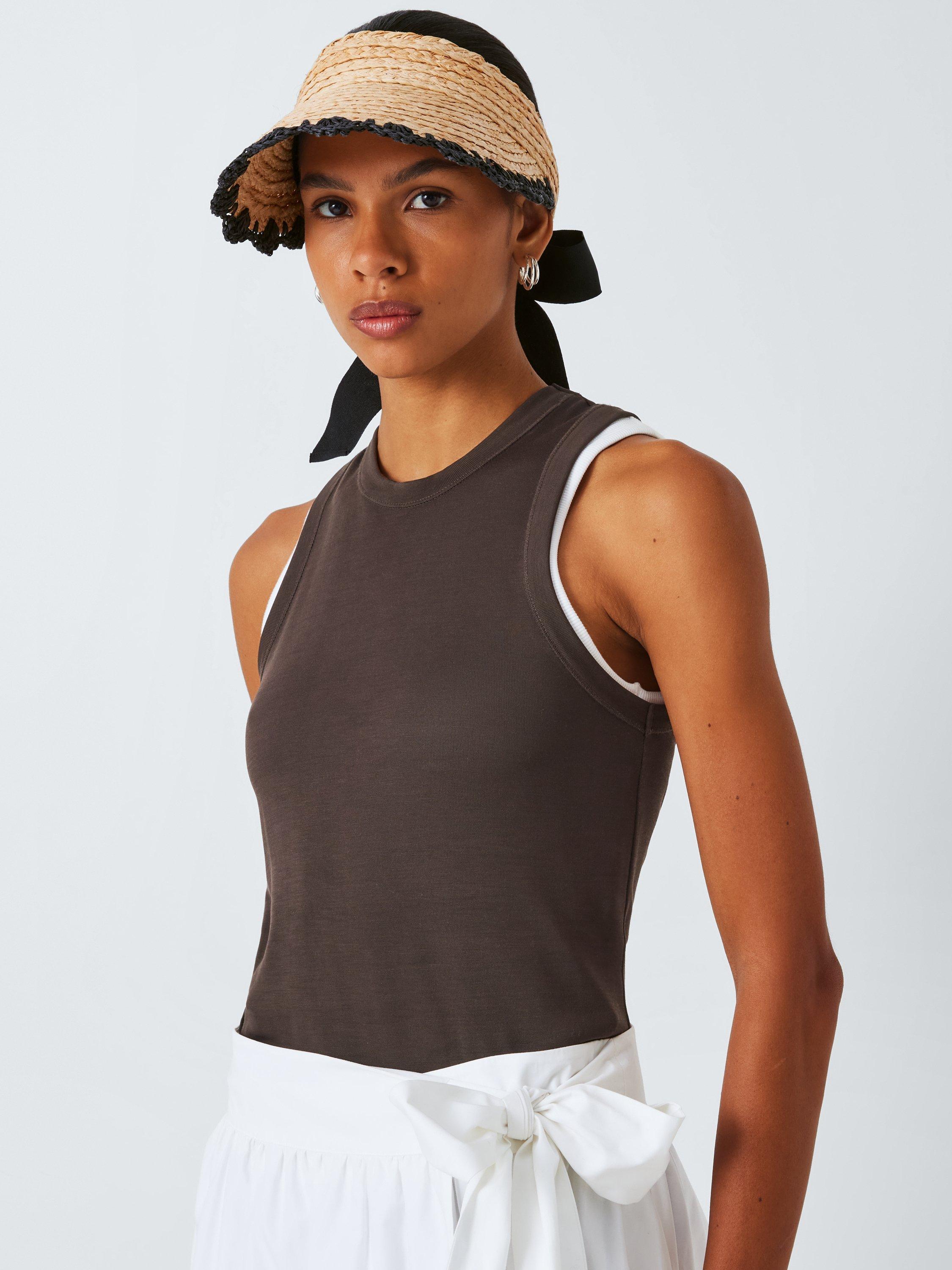 Product image 1 of 4, which shows John Lewis Crochet Trim Sun Visor, Natural