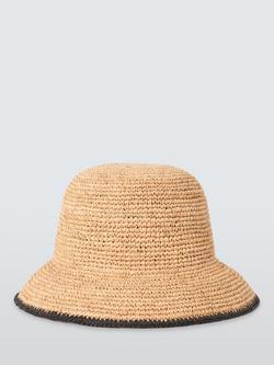John Lewis Raffia Trim Bucket Hat, Natural - view 2, Natural