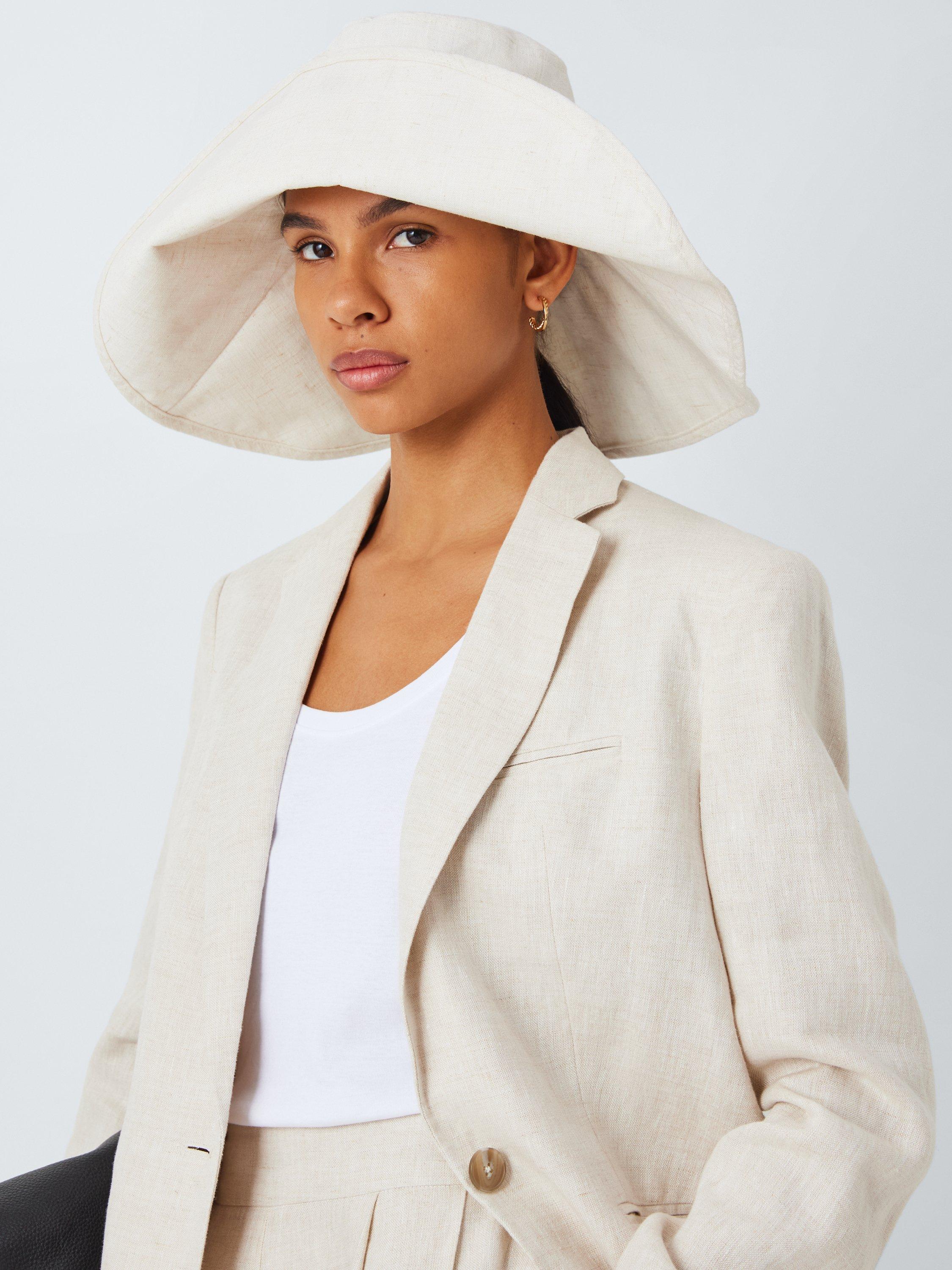 Product image 1 of 4, which shows John Lewis Wide Brim with Popper Sun Hat, Natural