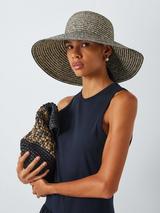 John Lewis Wide Brim Plaited Hat, Black