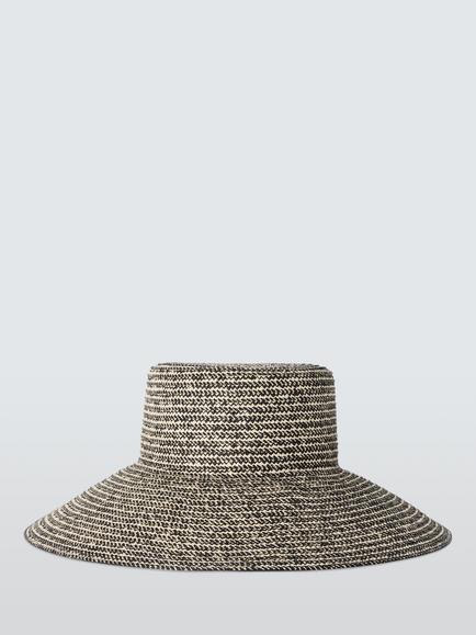 John Lewis Wide Brim Plaited Hat, Black - view 2, Black