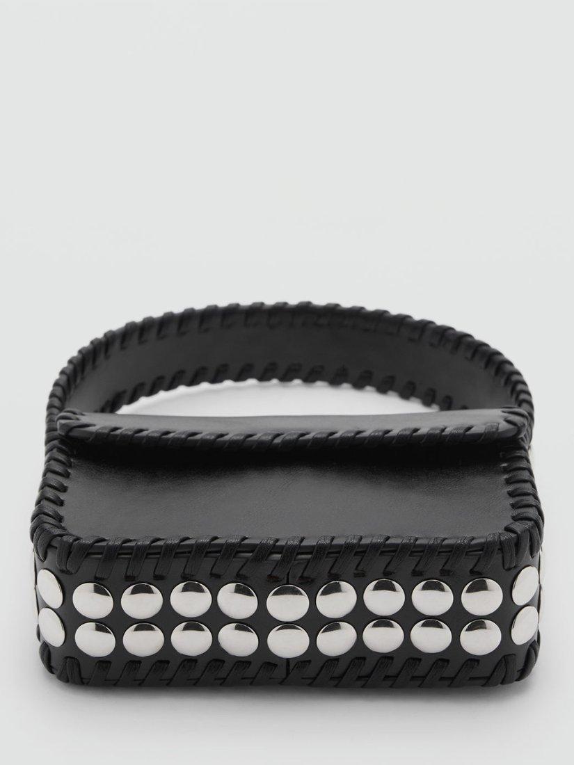 Product image 4 of 5, which shows Mango Baby Tonal Stitch Studded Flapover Bag, Black