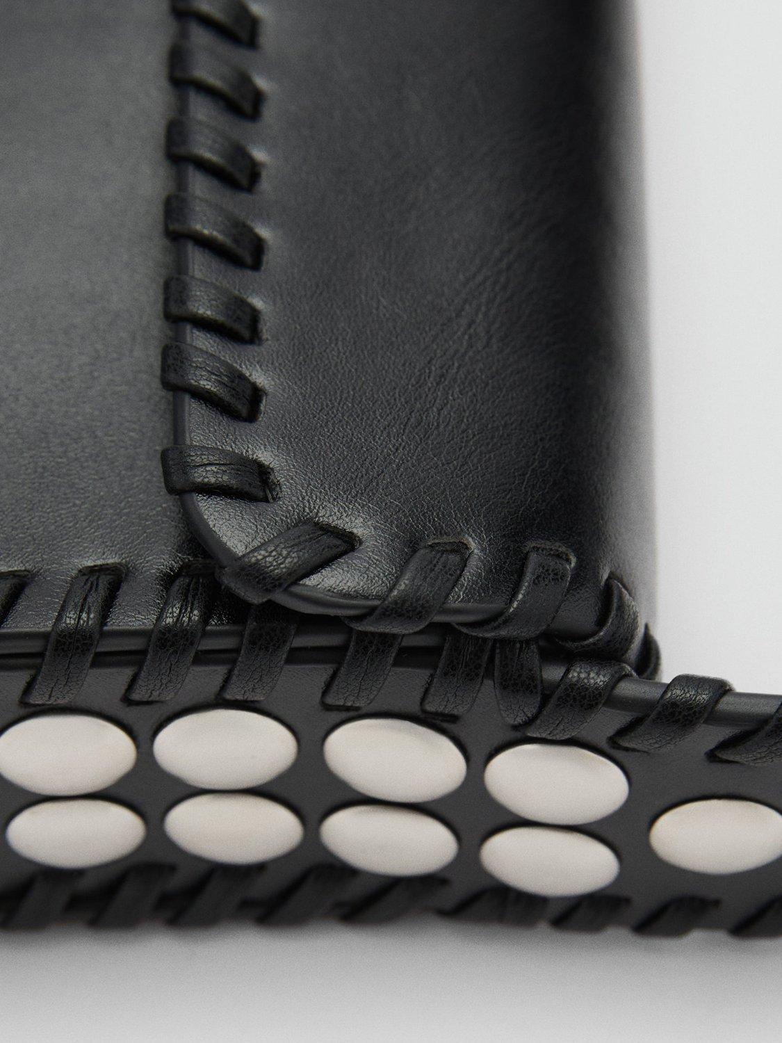 Product image 5 of 5, which shows Mango Baby Tonal Stitch Studded Flapover Bag, Black