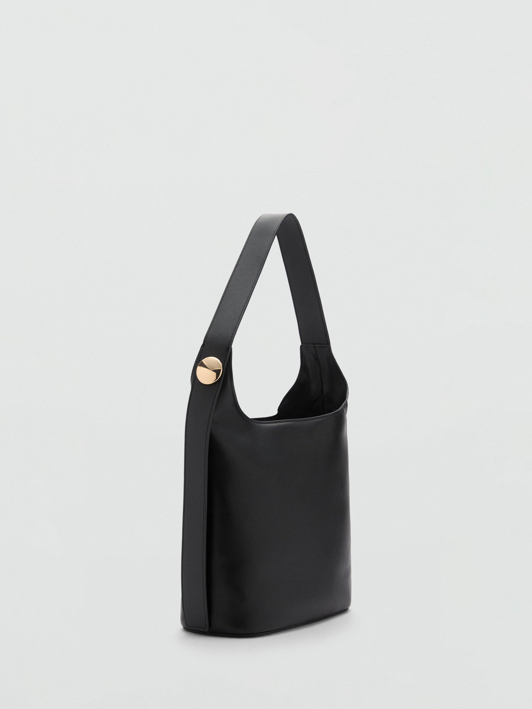 Product image 2 of 5, which shows Mango Freckle Faux Leather Shopper Bag, Black