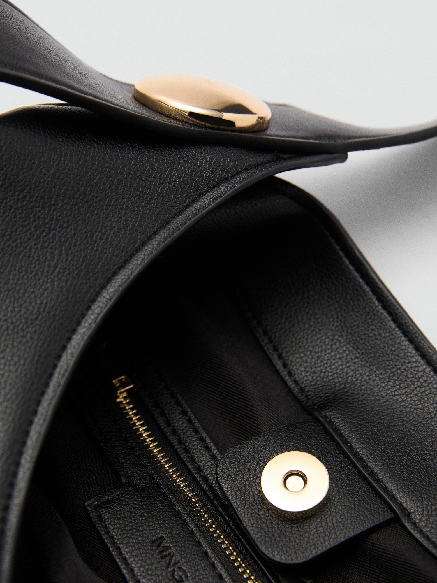 Product image 5 of 5, which shows Mango Freckle Faux Leather Shopper Bag, Black
