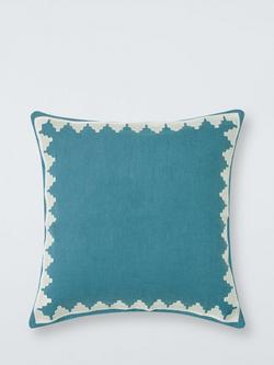 John Lewis Chevron Border Cushion, Blue
