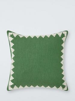 John Lewis Chevron Border Cushion, Green