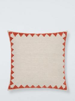 John Lewis Chevron Border Cushion, Orange