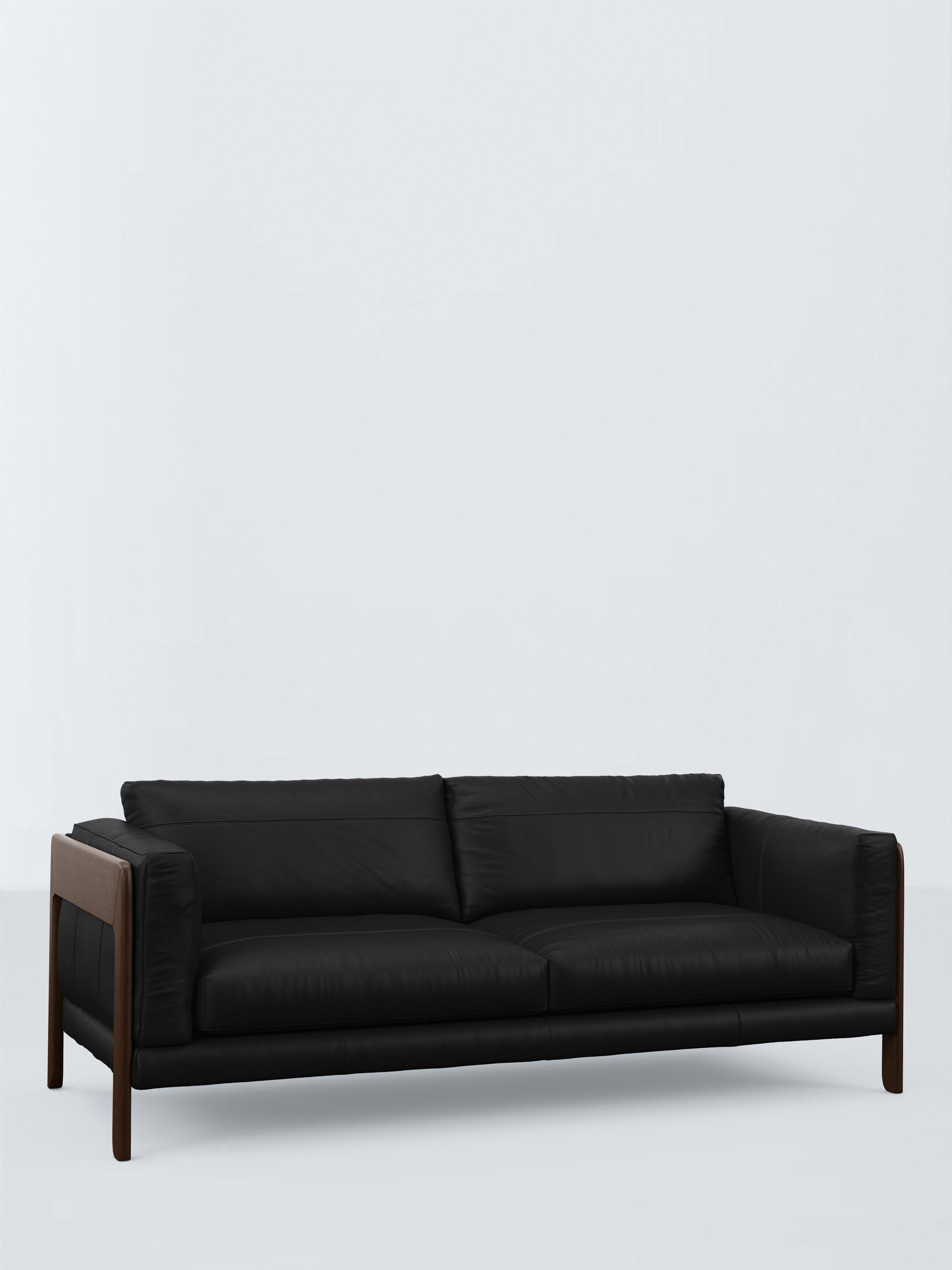 Nest Range, John Lewis Nest Grand 4 Seater Leather Sofa, Dark Leg, Matt Black