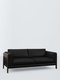 John Lewis Nest Grand 4 Seater Leather Sofa, Dark Leg, Matt Black