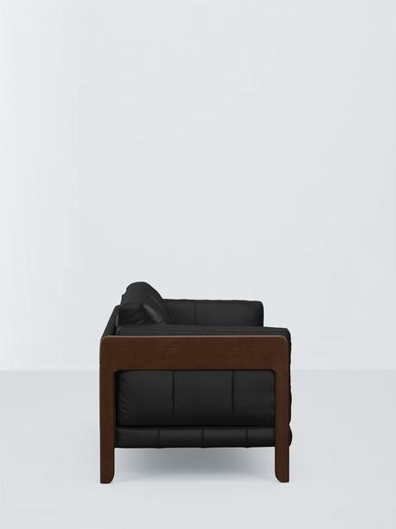 John Lewis Nest Grand 4 Seater Leather Sofa, Dark Leg - view 2, Matt Black